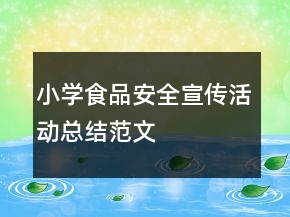 小學(xué)食品安全宣傳活動(dòng)總結(jié)范文