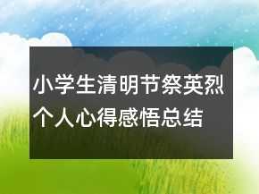 小學(xué)生清明節(jié)祭英烈個人心得感悟總結(jié)范文