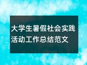 大學(xué)生暑假社會實(shí)踐活動工作總結(jié)范文