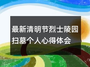 最新清明節(jié)烈士陵園掃墓個人心得體會范文