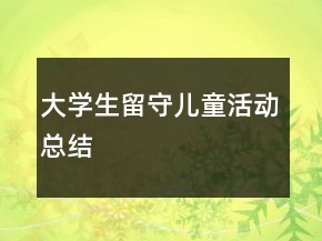 大學(xué)生留守兒童活動總結(jié)