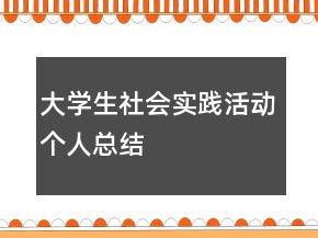 大學(xué)生社會(huì)實(shí)踐活動(dòng)個(gè)人總結(jié)