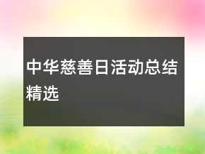 中華慈善日活動(dòng)總結(jié)精選