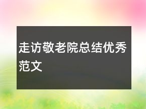 走訪(fǎng)敬老院總結(jié)優(yōu)秀范文