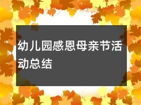 幼兒園感恩母親節(jié)活動(dòng)總結(jié)
