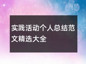 實踐活動個人總結(jié)范文精選大全