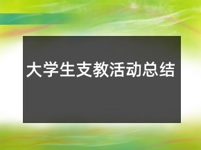 大學(xué)生支教活動總結(jié)