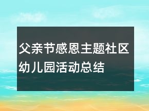 父親節(jié)感恩主題社區(qū)幼兒園活動(dòng)總結(jié)