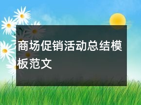商場(chǎng)促銷活動(dòng)總結(jié)模板范文