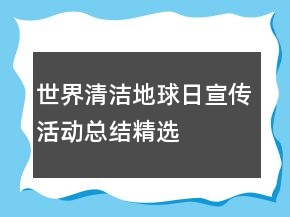 世界清潔地球日宣傳活動(dòng)總結(jié)精選