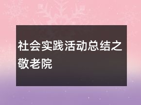 社會(huì)實(shí)踐活動(dòng)總結(jié)之敬老院