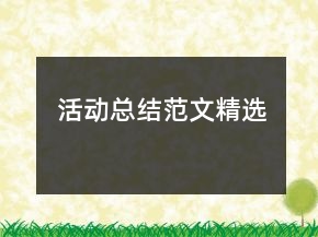 活動總結(jié)范文精選