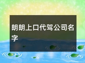 朗朗上口代駕公司名字