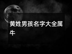 黃姓男孩名字大全屬牛