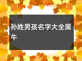 孫姓男孩名字大全屬牛