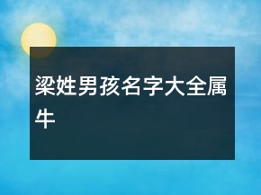 梁姓男孩名字大全屬牛