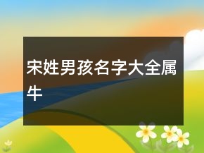 宋姓男孩名字大全屬牛