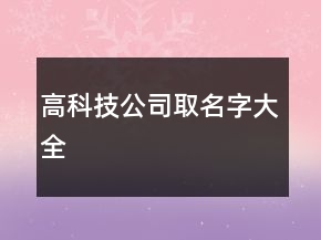 高科技公司取名字大全