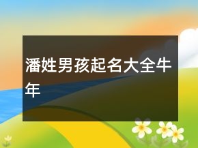 潘姓男孩起名大全牛年