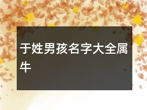 于姓男孩名字大全屬牛