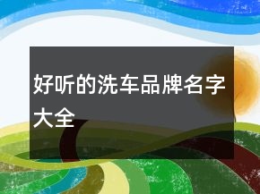 好聽(tīng)的洗車(chē)品牌名字大全