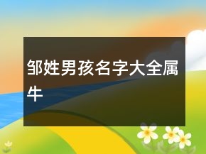 鄒姓男孩名字大全屬牛