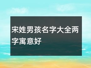 宋姓男孩名字大全兩字寓意好