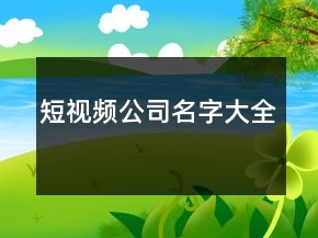 短視頻公司名字大全