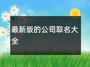 最新版的公司取名大全