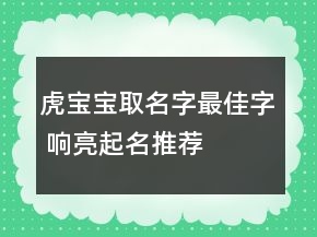 虎寶寶取名字最佳字 響亮起名推薦