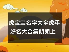 虎寶寶名字大全虎年 好名大合集朗朗上口