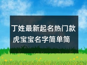 丁姓最新起名熱門款 虎寶寶名字簡單簡約