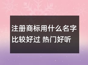 注冊商標用什么名字比較好過 熱門好聽的商標名字大全