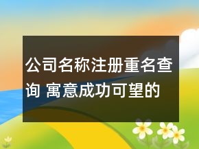 公司名稱注冊(cè)重名查詢 寓意成功可望的企業(yè)名字