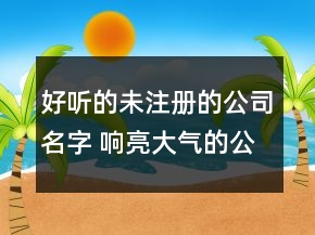 好聽的未注冊的公司名字 響亮大氣的公司名字