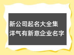 新公司起名大全集 洋氣有新意企業(yè)名字