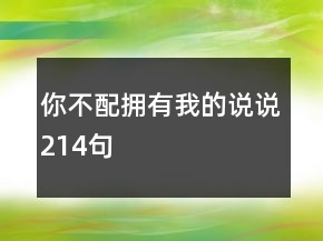你不配擁有我的說說214句
