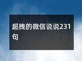 超拽的微信說說231句