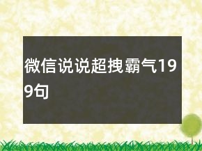 微信說說超拽霸氣199句