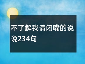 不了解我請(qǐng)閉嘴的說(shuō)說(shuō)234句