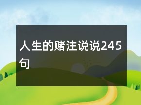 人生的賭注說說245句