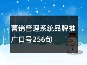 營銷管理系統(tǒng)品牌推廣口號256句