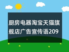 廚房電器淘寶天貓旗艦店廣告宣傳語209句