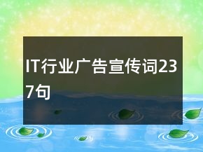 IT行業(yè)廣告宣傳詞237句