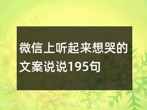 微信上聽起來想哭的文案說說195句