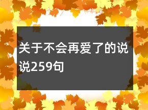 關(guān)于不會再愛了的說說259句