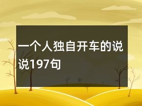 一個(gè)人獨(dú)自開車的說(shuō)說(shuō)197句