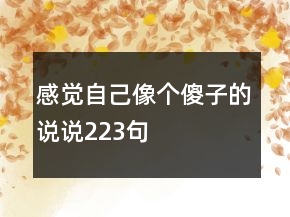 感覺自己像個傻子的說說223句