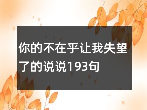 你的不在乎讓我失望了的說說193句