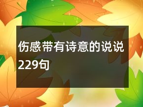 傷感帶有詩意的說說229句